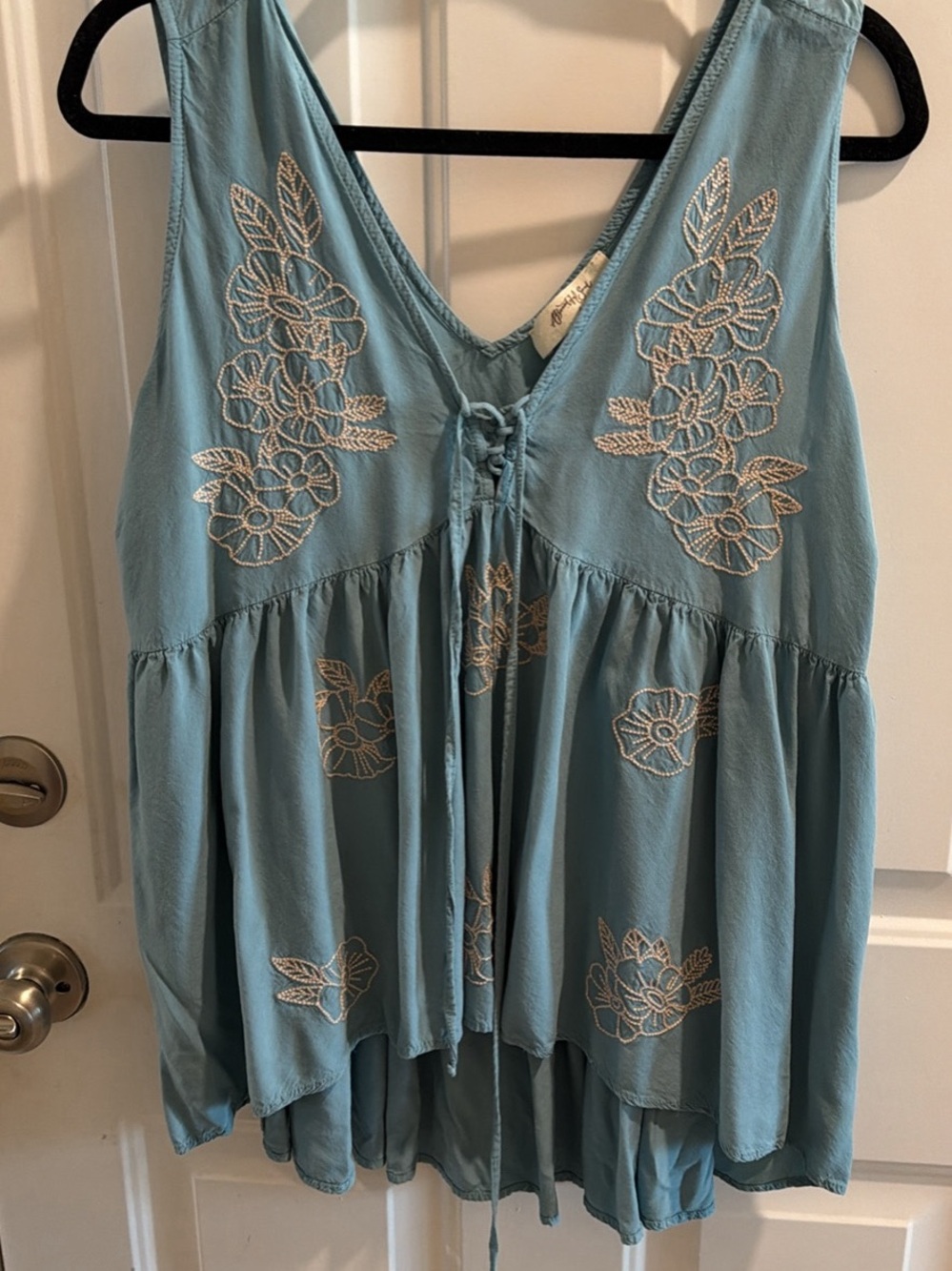 Light Blue Embroidered Women’s Tank Top